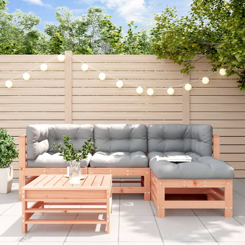 vidaXL 5-tlg. Garten-Lounge-Set mit Kissen Massivholz Douglasie