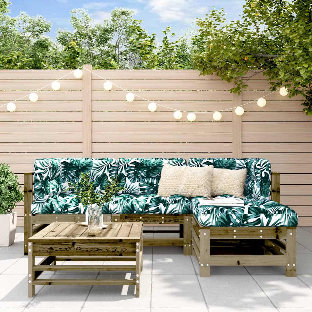 vidaXL 5-tlg. Garten-Lounge-Set mit Kissen Imprägniertes Kiefernholz