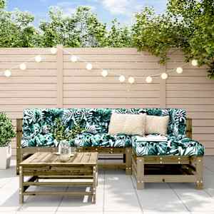 Vrtna garnitura 5-delna z blazinami impregnirana trdna borovina