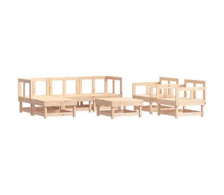 vidaXL Salon de jardin 7 pcs avec coussins bois massif