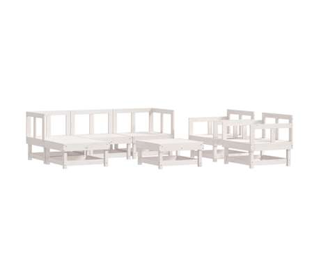 vidaXL Salon de jardin 7 pcs avec coussins blanc bois massif