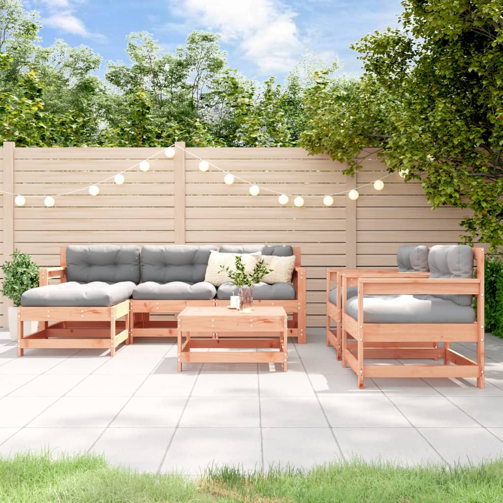 Salon de jardin 7 pcs avec coussins bois massif douglas