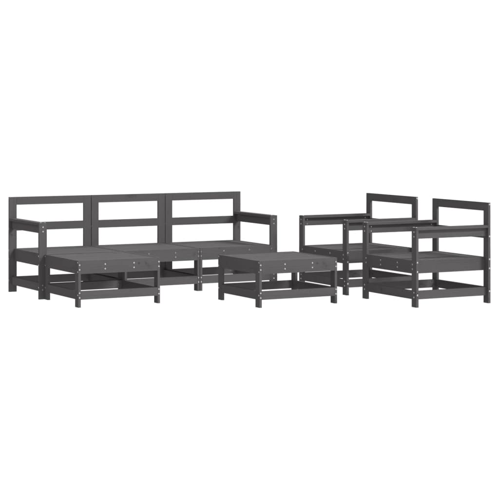 Thumbnail - vidaXL 7-tlg. Garten-Lounge-Set mit Kissen Grau Massivholz