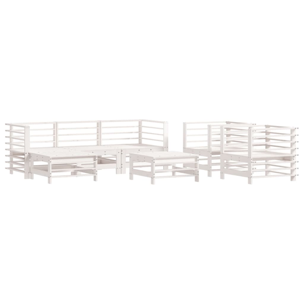 Thumbnail - vidaXL 7-tlg. Garten-Lounge-Set mit Kissen Weiß Massivholz
