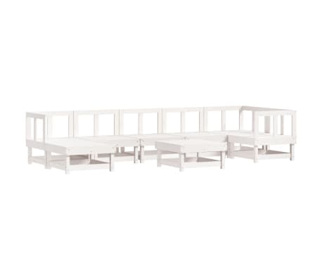 vidaXL Salon de jardin 8 pcs avec coussins blanc bois massif