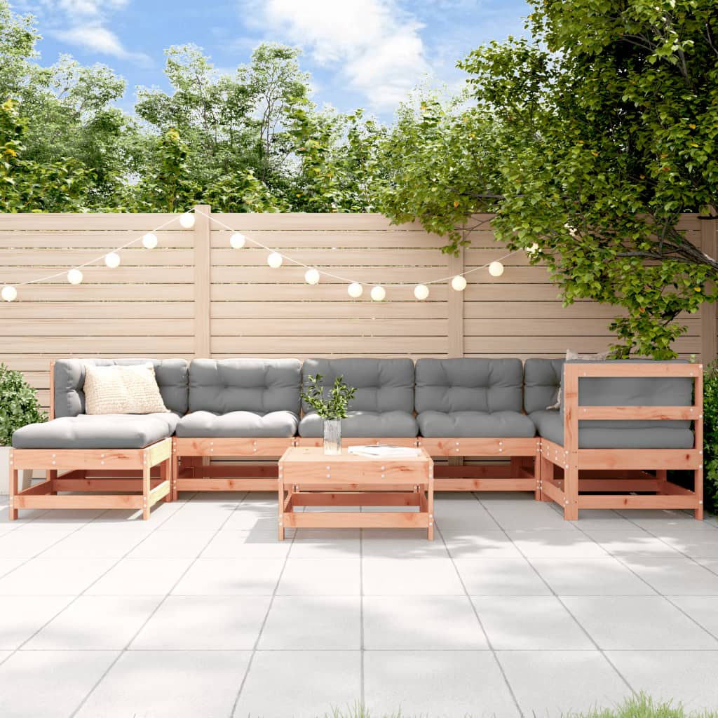 Salon de jardin 8 pcs avec coussins bois massif douglas