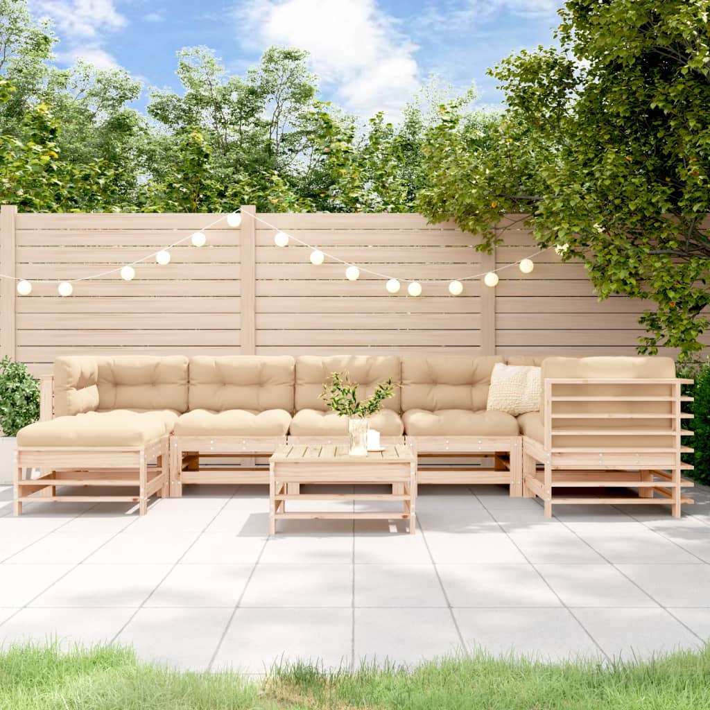 vidaXL 8-tlg. Garten-Lounge-Set mit Kissen Massivholz