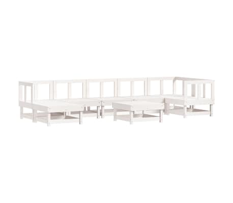vidaXL Salon de jardin 8 pcs avec coussins blanc bois massif