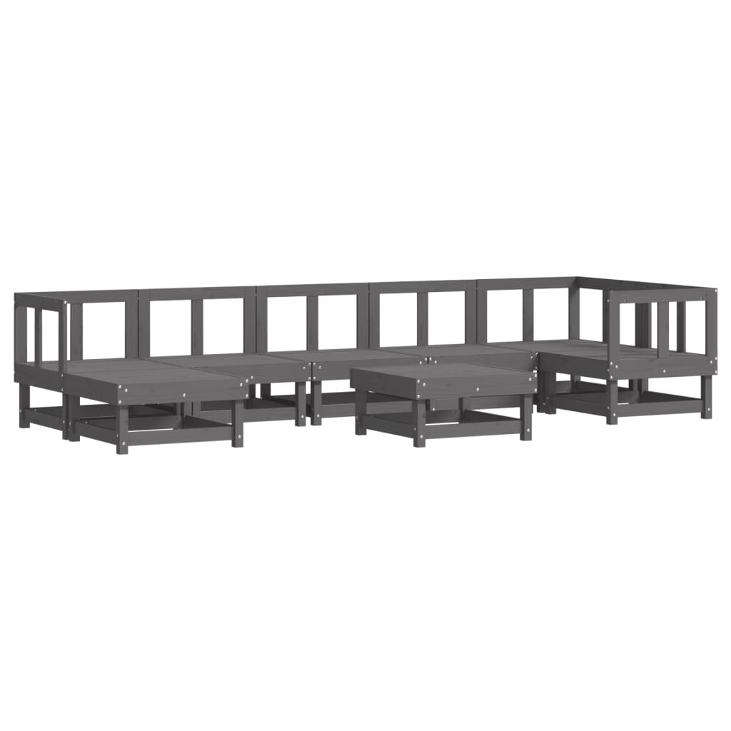 vidaXL Juego de muebles de jardín 8 pzas y cojines madera maciza gris