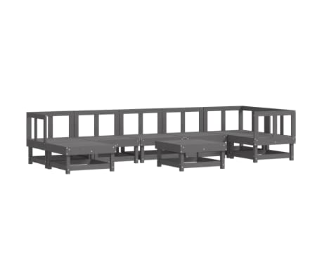 vidaXL 8-tlg. Garten-Lounge-Set mit Kissen Grau Massivholz