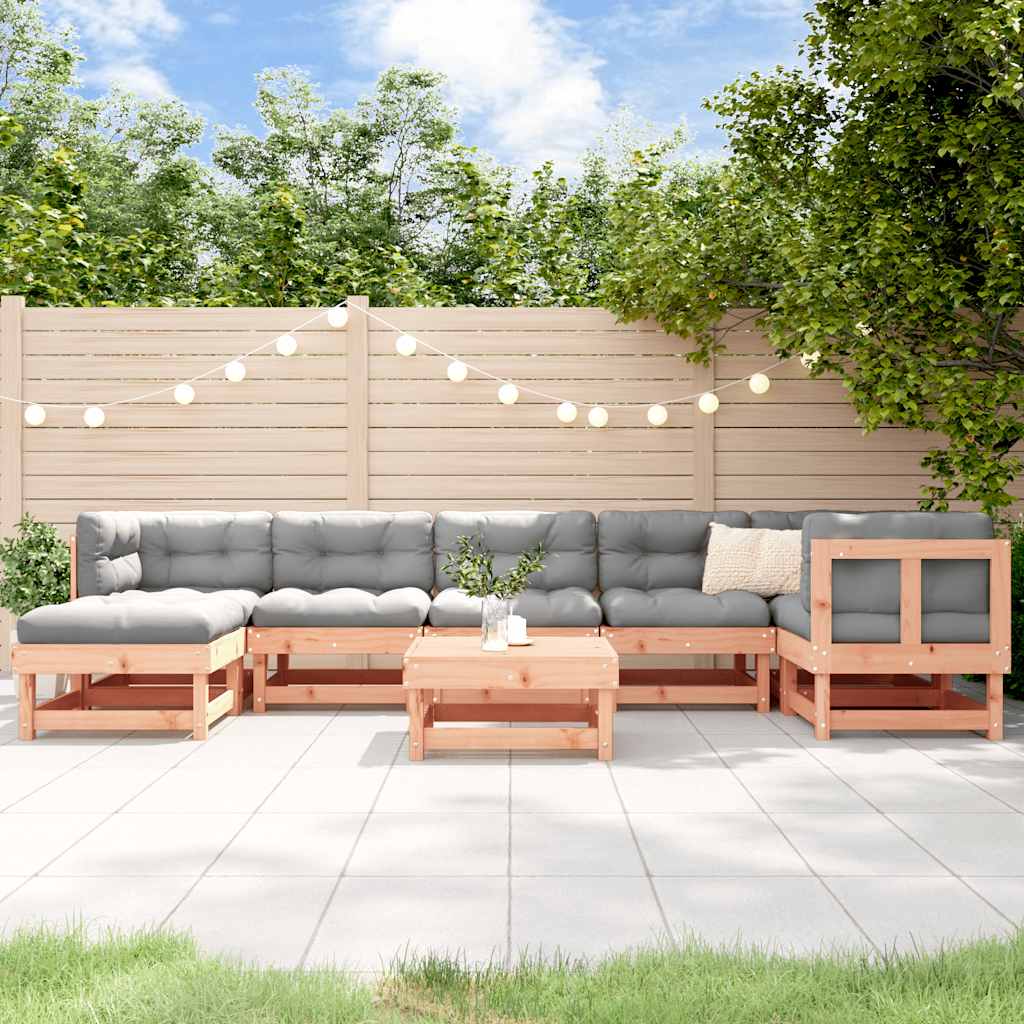 Salon de jardin 8 pcs avec coussins bois massif douglas