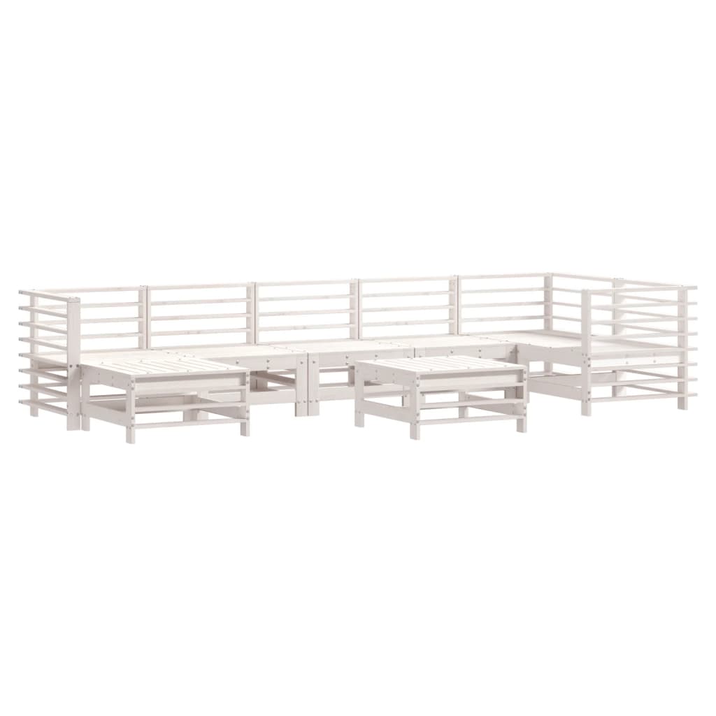 vidaXL 8-delige Loungeset met kussens massief hout wit afbeelding