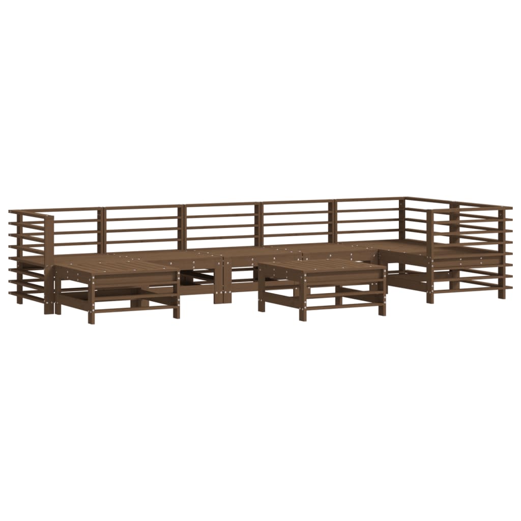 vidaXL 8-delige Loungeset met kussens massief hout honingbruin afbeelding