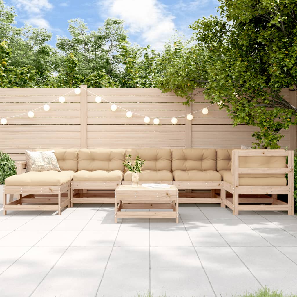 vidaXL 8-tlg. Garten-Lounge-Set mit Kissen Massivholz