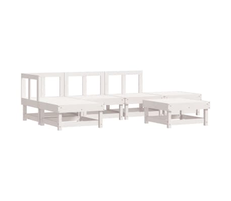 vidaXL Salon de jardin 6 pcs avec coussins blanc bois massif