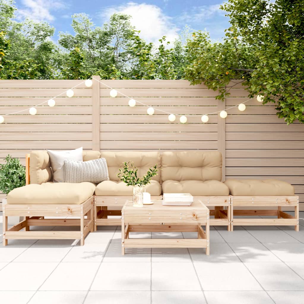 vidaXL 6-tlg. Garten-Lounge-Set mit Kissen Massivholz