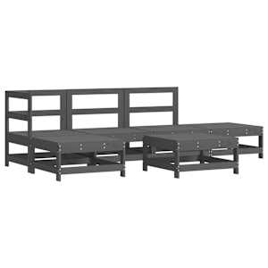 vidaXL Set mobilier relaxare grădină&perne 6 piese gri lemn masiv pin