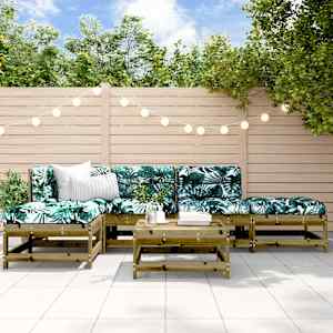 Vrtna garnitura 6-delna z blazinami impregnirana trdna borovina