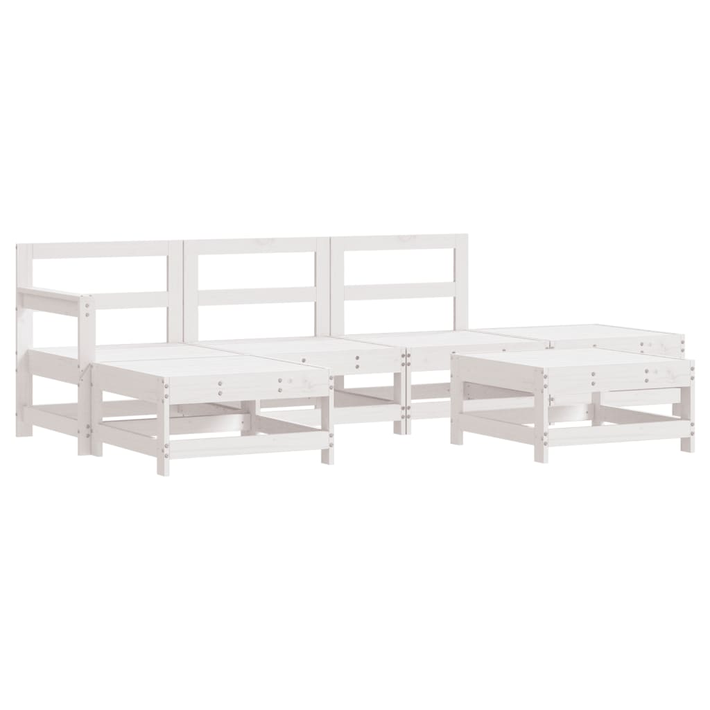vidaXL 6-delige Loungeset met kussens massief hout wit afbeelding
