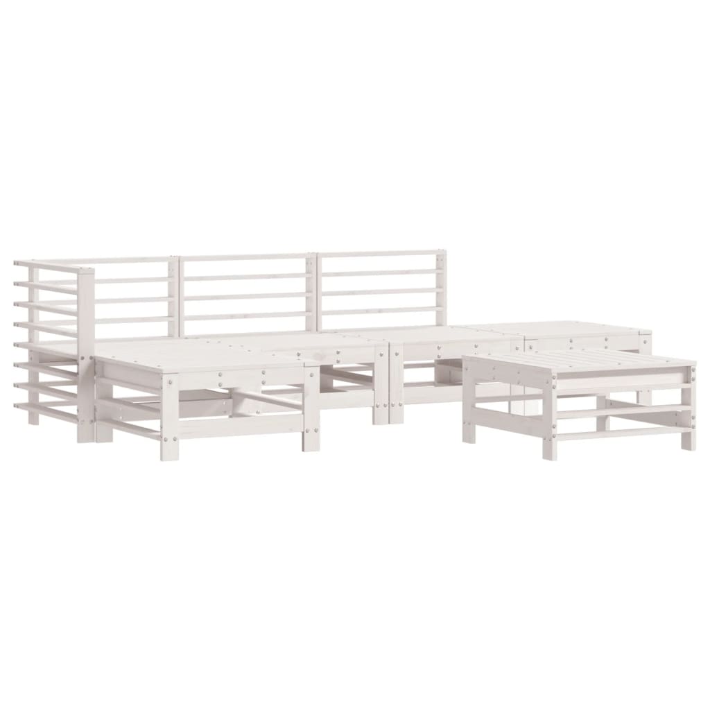 vidaXL 6-delige Loungeset met kussens massief hout wit afbeelding