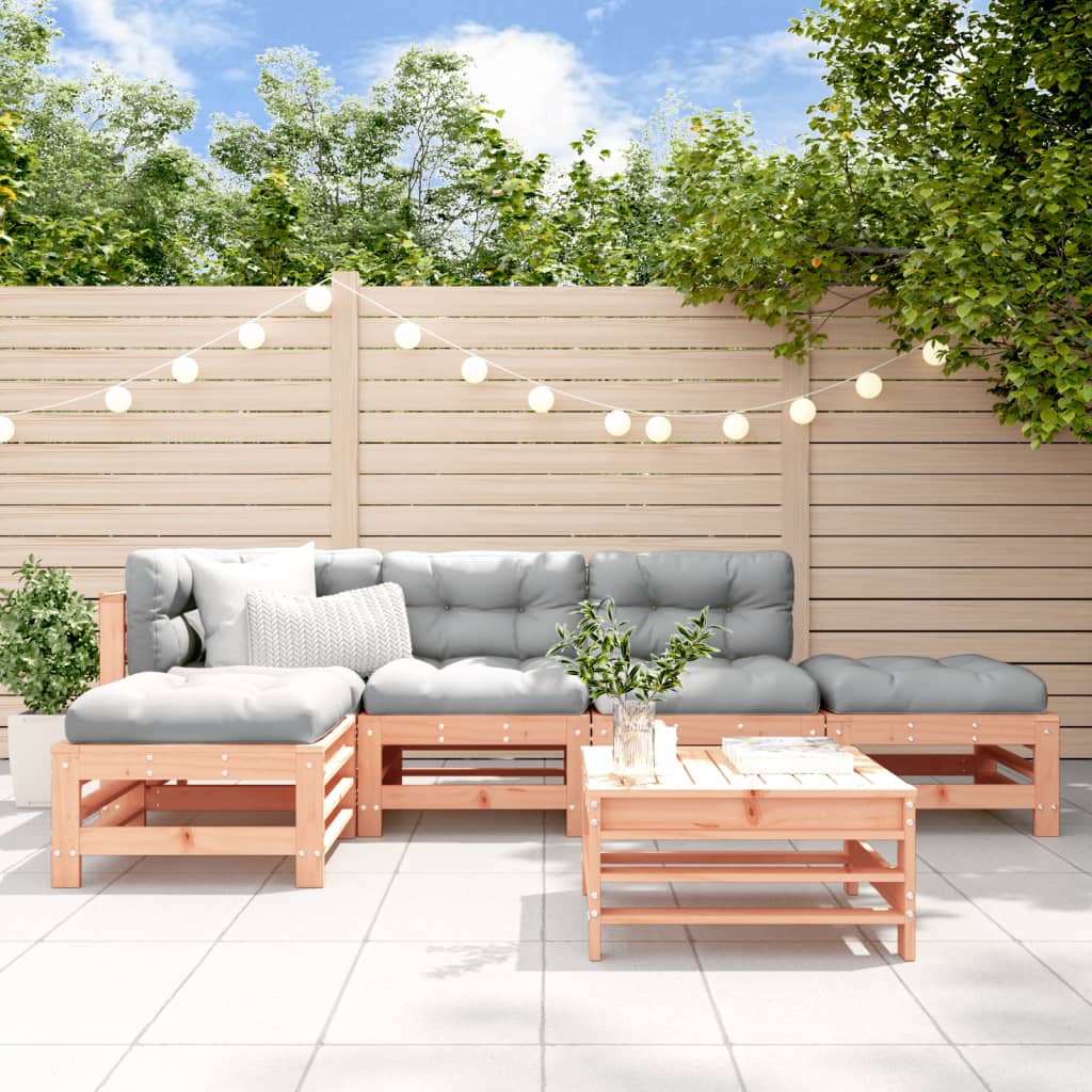 6-tlg. Garten-Lounge-Set mit Kissen Massivholz Douglasie