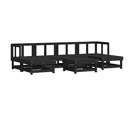 vidaXL 7 Piece Garden Lounge Set with Cushions Black Solid Wood