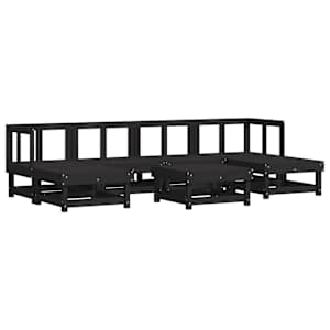 vidaXL 7 Piece Garden Lounge Set with Cushions Black Solid Wood