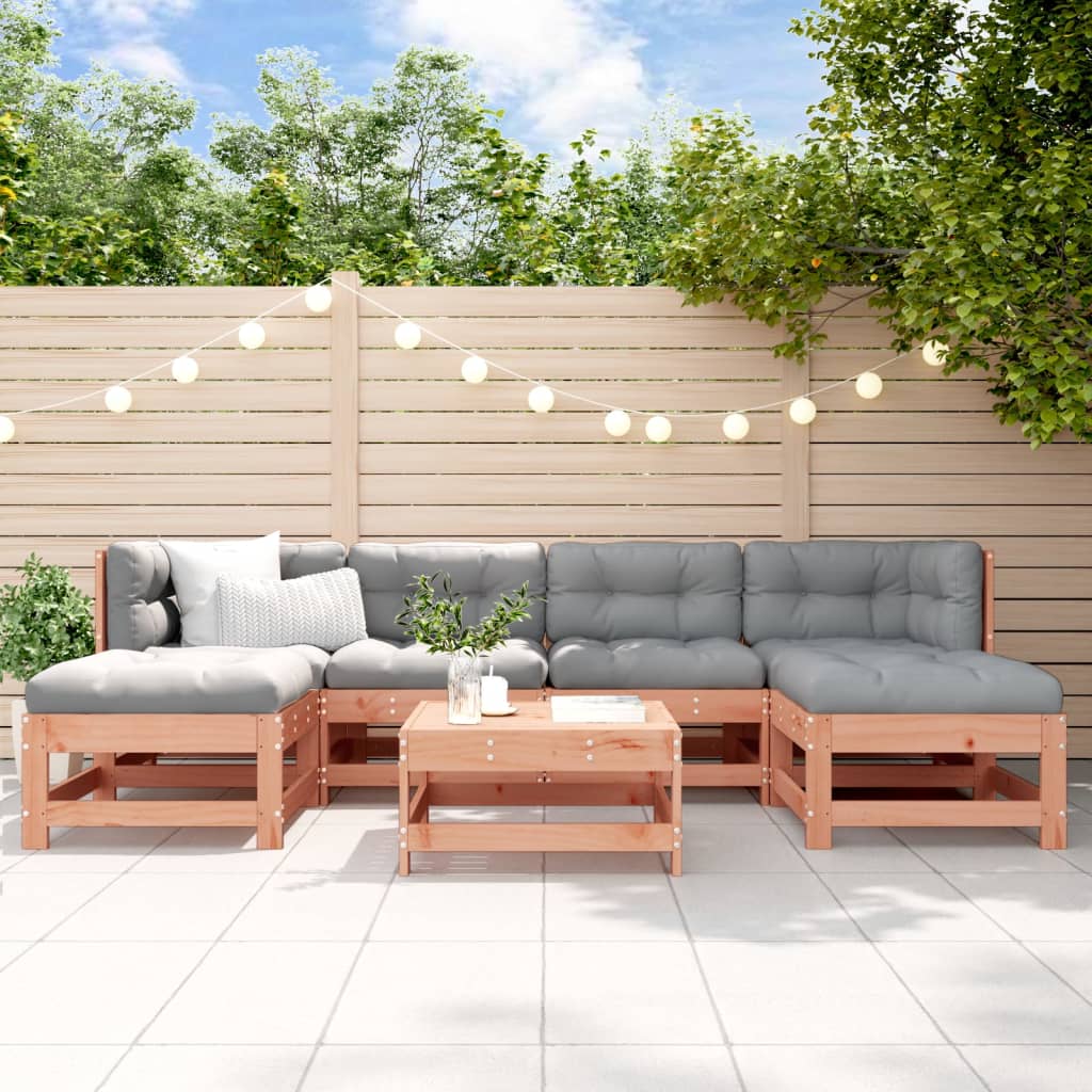 Salon de jardin 7 pcs avec coussins bois massif douglas