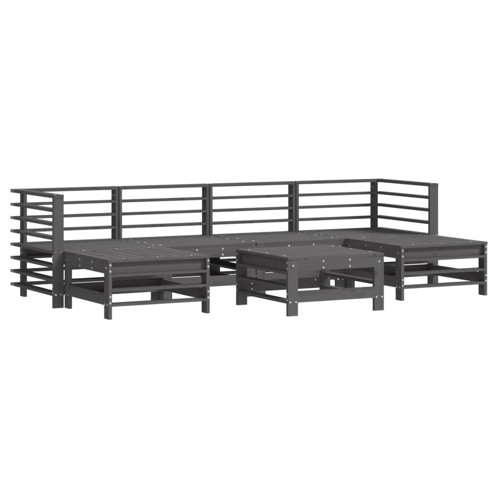 Thumbnail - vidaXL 7-tlg. Garten-Lounge-Set mit Kissen Grau Massivholz