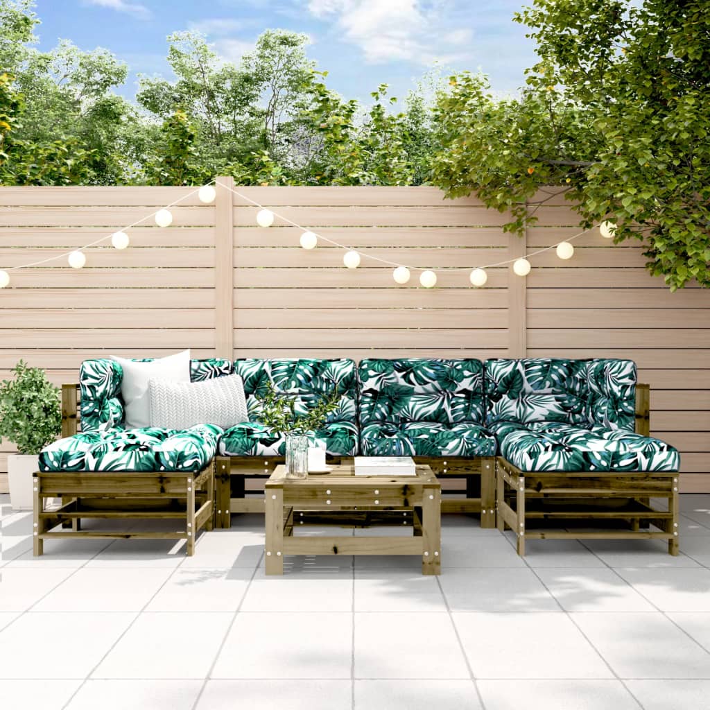 vidaXL 7-tlg. Garten-Lounge-Set mit Kissen Imprägniertes Kiefernholz