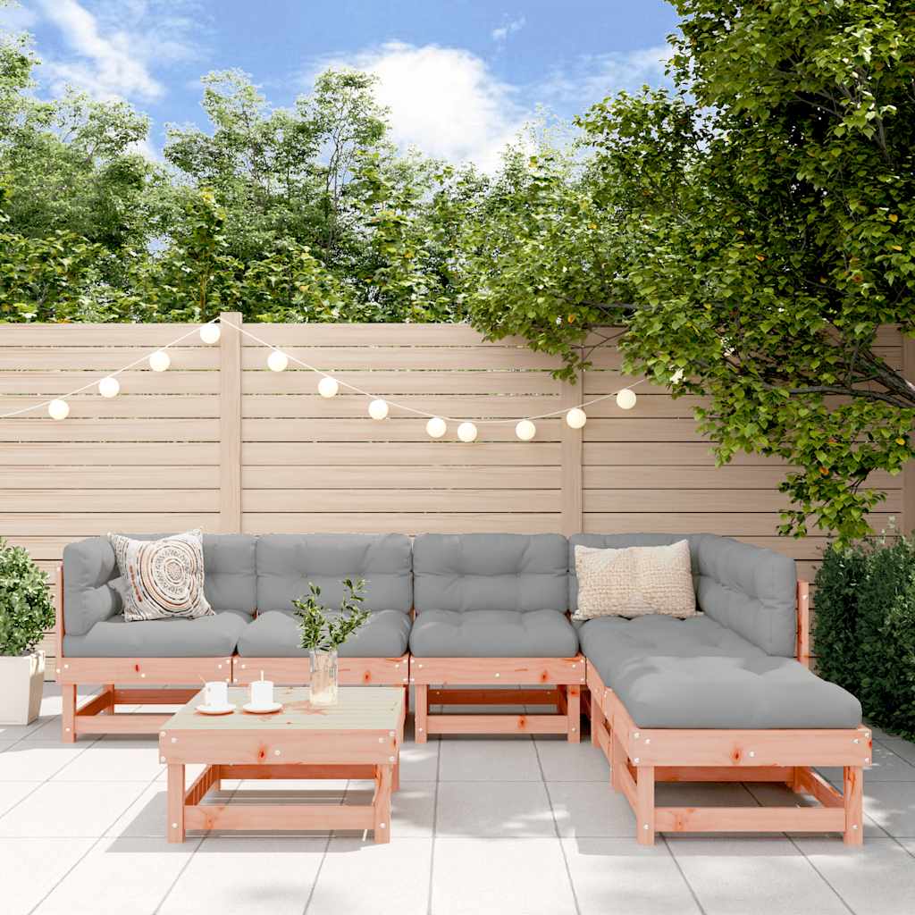Salon de jardin 7 pcs avec coussins bois massif douglas