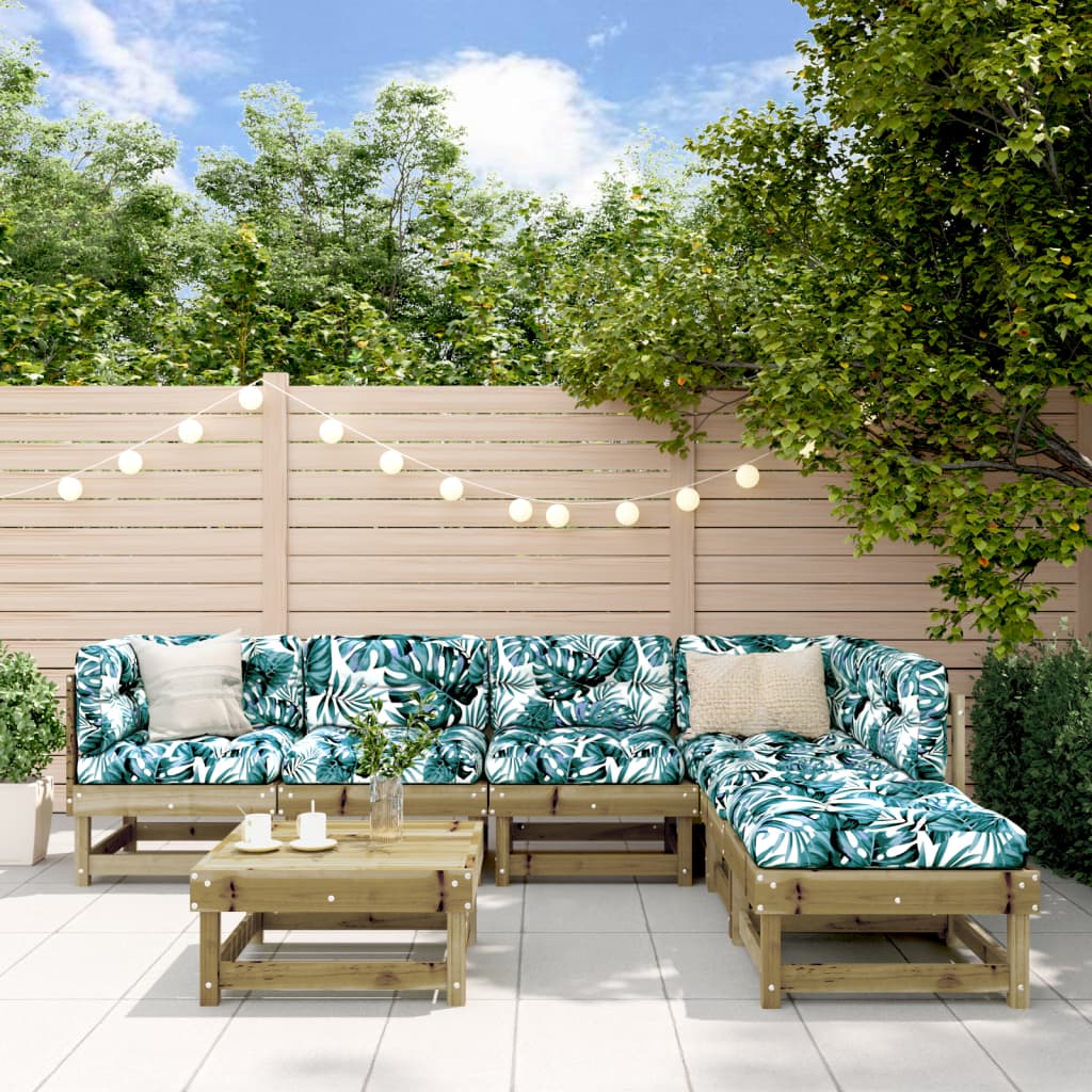 vidaXL 7-tlg. Garten-Lounge-Set mit Kissen Imprägniertes Kiefernholz