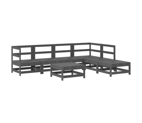 vidaXL Juego de muebles de jardín 7 pzas y cojines madera maciza gris