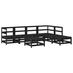 vidaXL 7 Piece Garden Lounge Set with Cushions Black Solid Wood