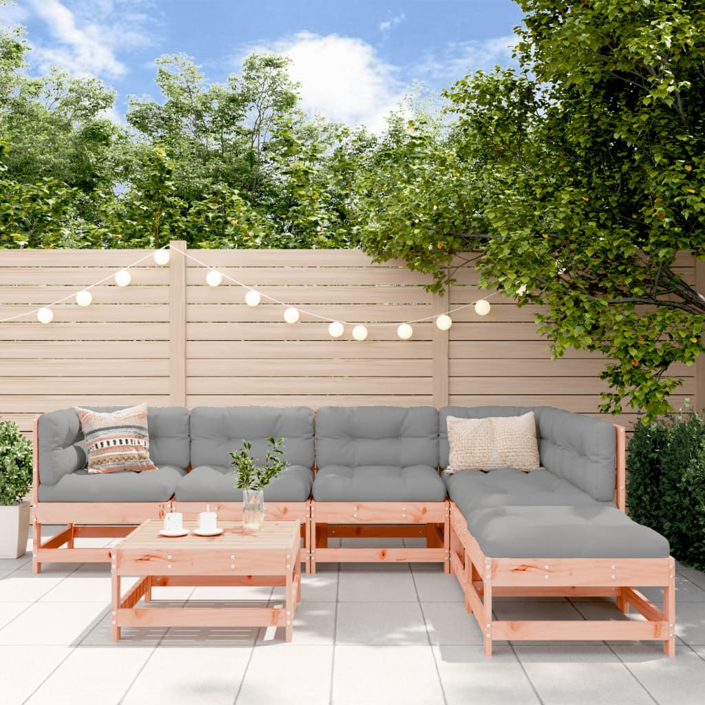 Salon de jardin 7 pcs avec coussins bois massif douglas