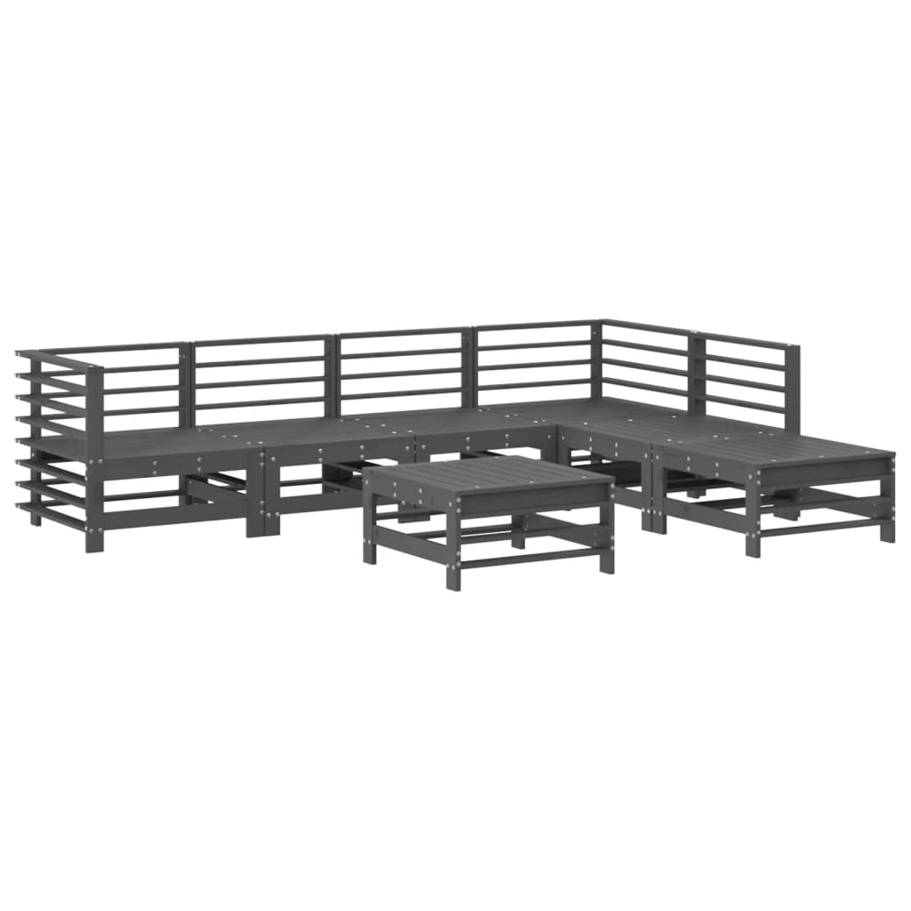 Thumbnail - vidaXL 7-tlg. Garten-Lounge-Set mit Kissen Grau Massivholz