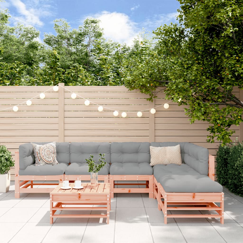 vidaXL 7-tlg. Garten-Lounge-Set mit Kissen Massivholz Douglasie