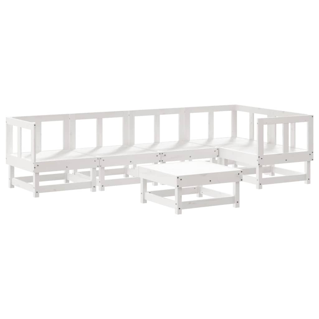 Thumbnail - vidaXL 6-tlg. Garten-Lounge-Set mit Kissen Weiß Massivholz
