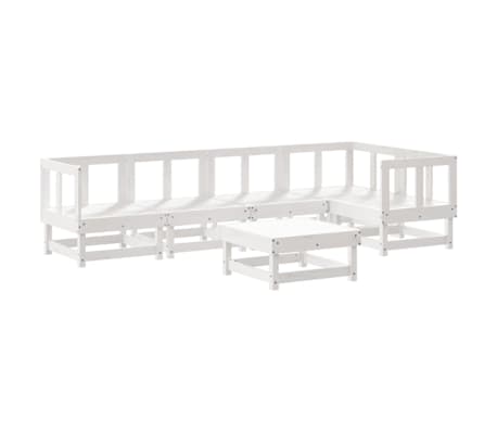 vidaXL Juego de muebles jard&iacute;n 6 piezas y cojines madera maciza blanco