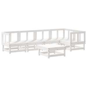 vidaXL Juego de muebles jard&iacute;n 6 piezas y cojines madera maciza blanco