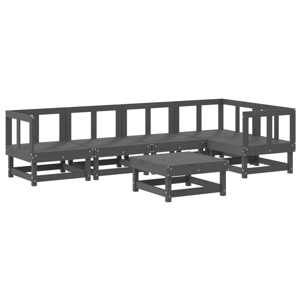 vidaXL 6-delige Loungeset met kussens massief hout grijs afbeelding