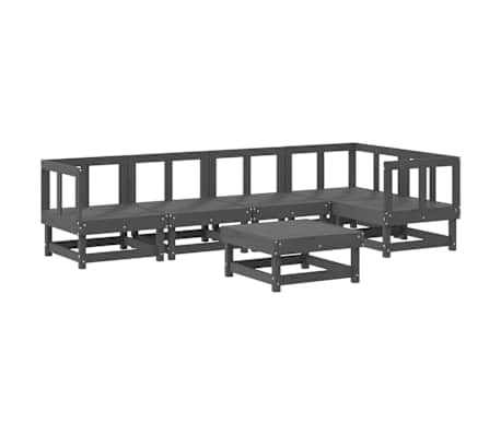 vidaXL Sodo komplektas su pagalvėlėmis, 6 dalių, pilkas, mediena