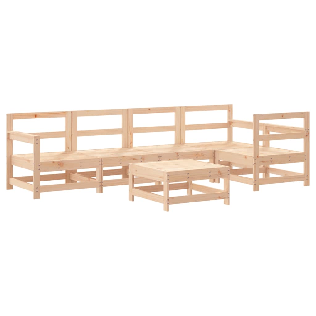 vidaXL 6-delige Loungeset met kussens massief hout afbeelding