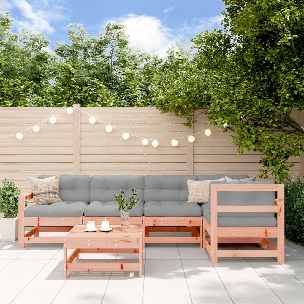 Salon de jardin 6 pcs avec coussins bois massif Douglas