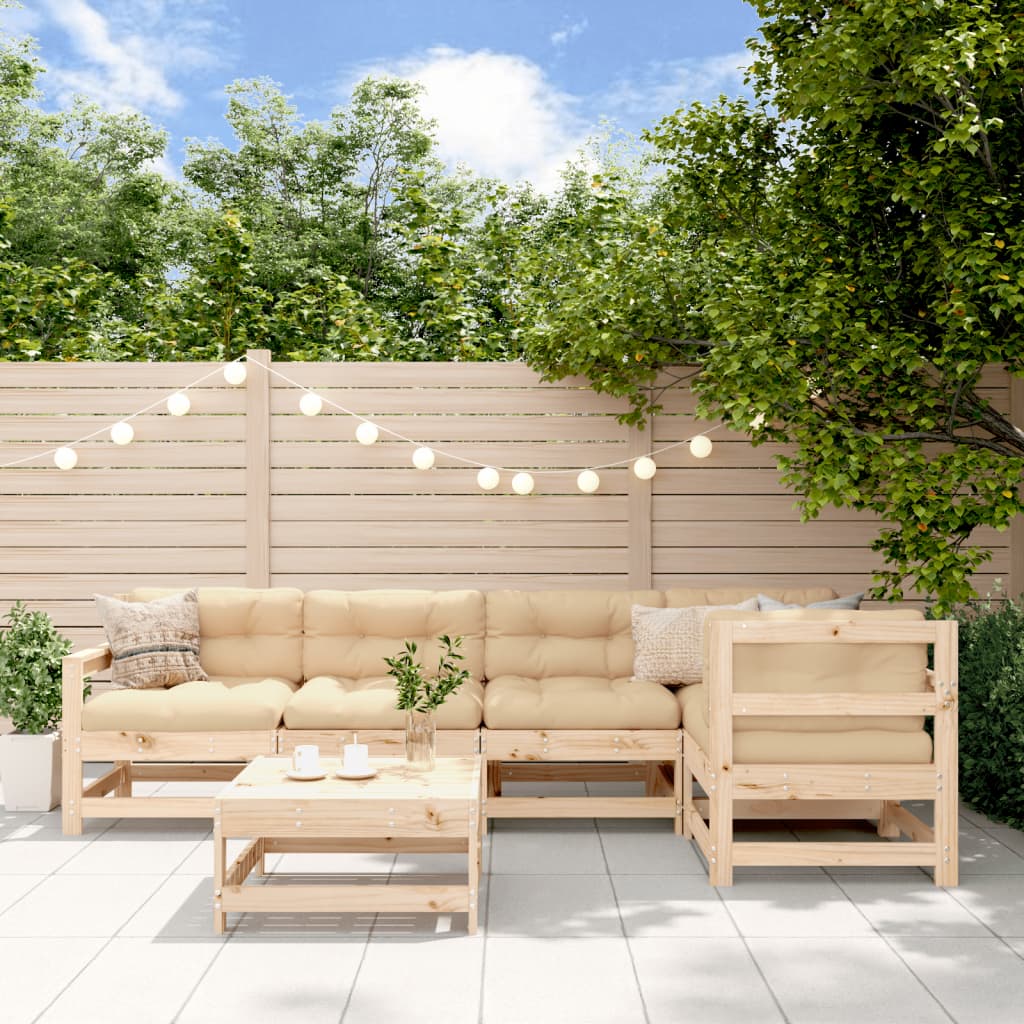 vidaXL 6-tlg. Garten-Lounge-Set mit Kissen Massivholz