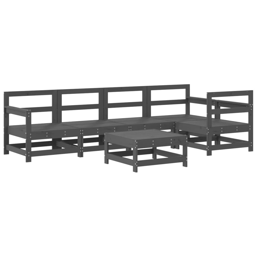 vidaXL 6-delige Loungeset met kussens massief hout grijs afbeelding