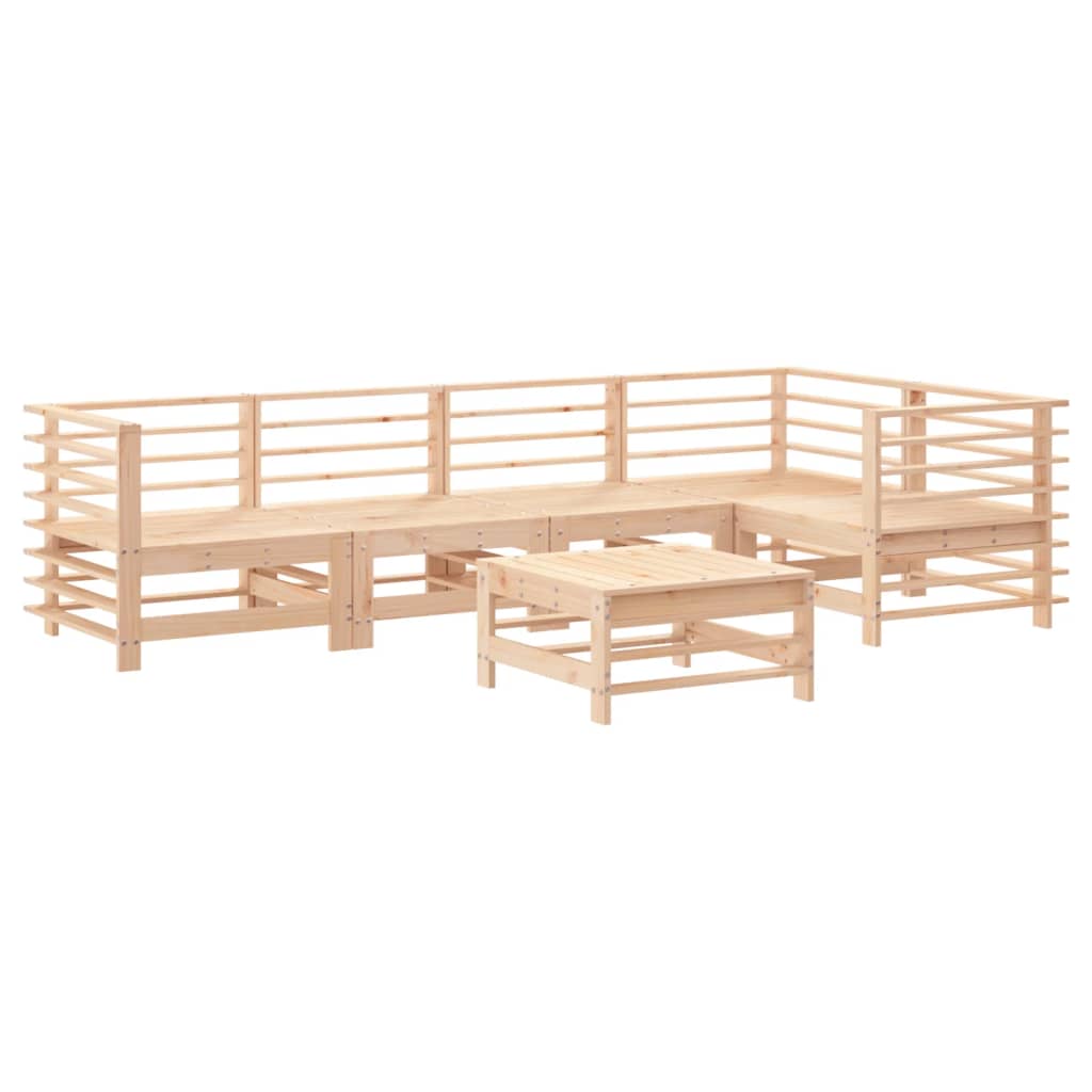 vidaXL 6-delige Loungeset met kussens massief hout afbeelding