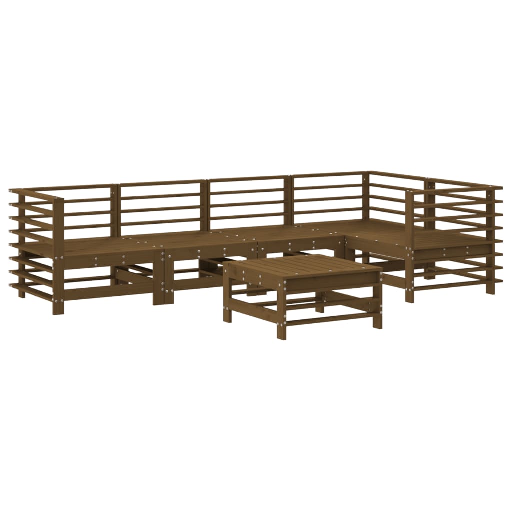 vidaXL 6-delige Loungeset met kussens grenenhout honingbruin afbeelding