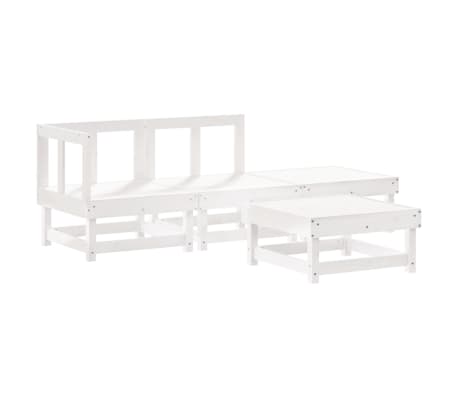 vidaXL 4-tlg. Garten-Lounge-Set mit Kissen Wei&szlig; Massivholz