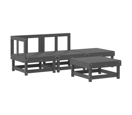 vidaXL 4-osaline aiam&ouml;&ouml;bli komplekt patjadega, hall, t&auml;ispuit